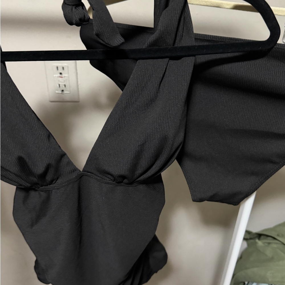 NWOT**Black Ribbed Tankini  Swimsuit